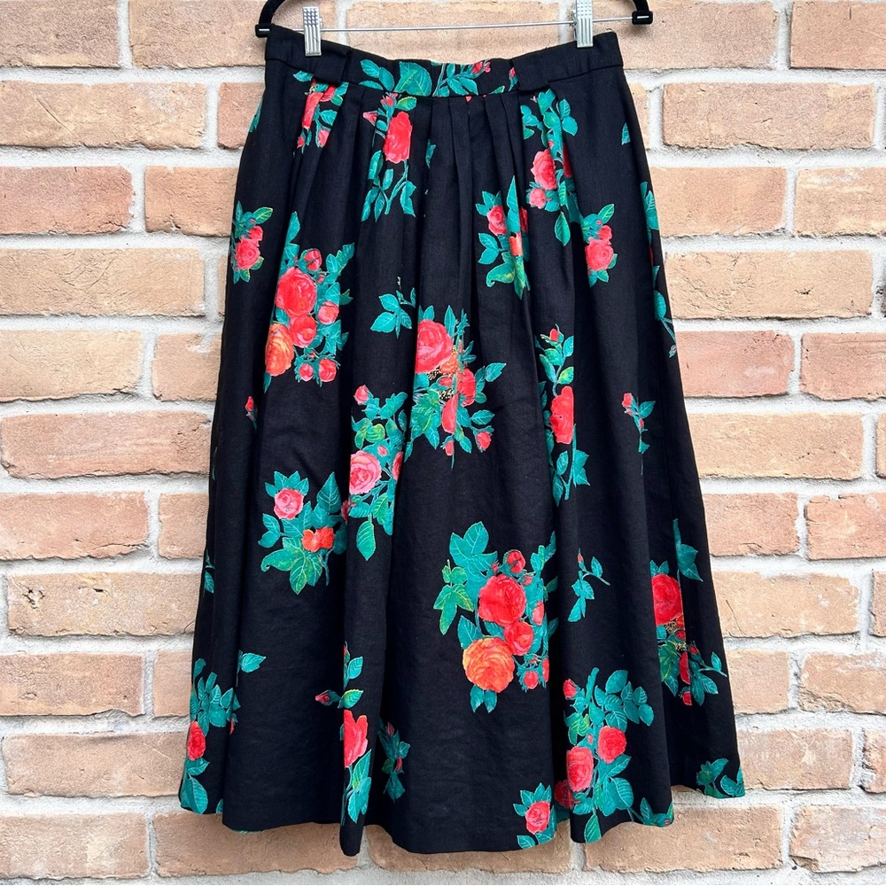 Vintage Trachtenmoden Alpentraum Folk Skirt Dirndl German Maxi Linen Blend Sz 42